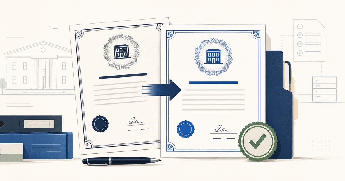 Irish company certificates illustrating a legal company-name change approved through a formal filing