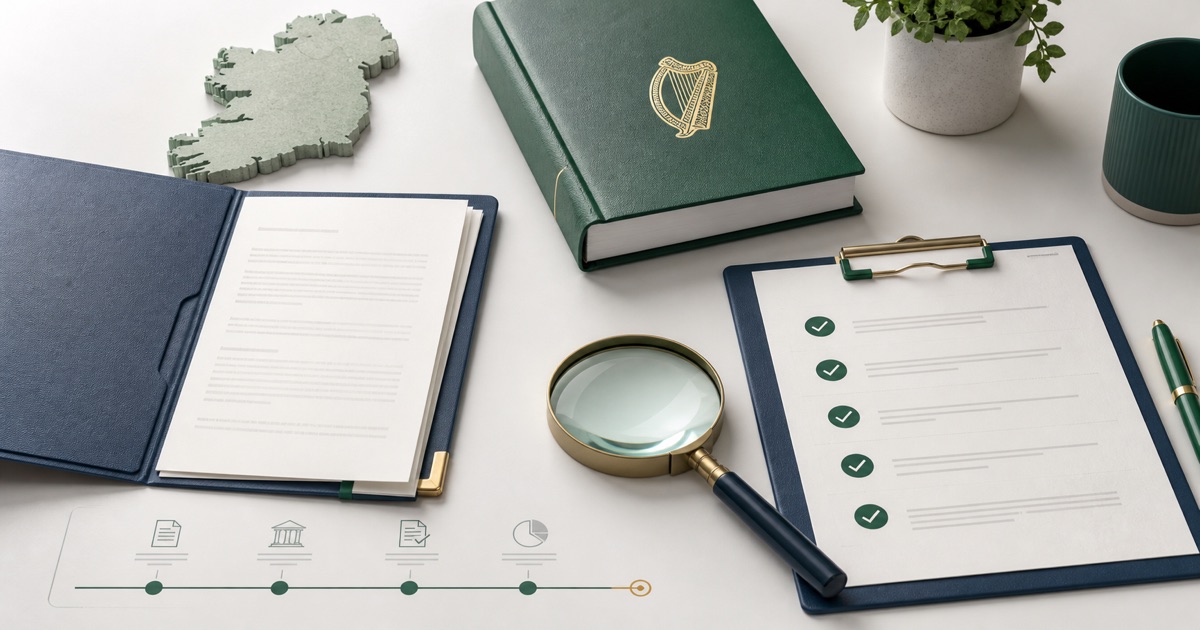 Irish company contract and public CRO filing record reviewed through a due-diligence checklist